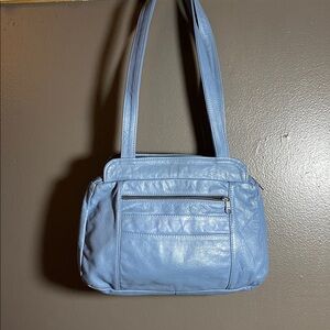 Blue Genuine Soft Leather Shoulder Bag